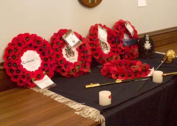 Wreaths at the Portsmouth City Police annual Remembrance service