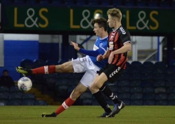 Pompey's Dan Smith in action against Lewes. Picture: Colin Farmery