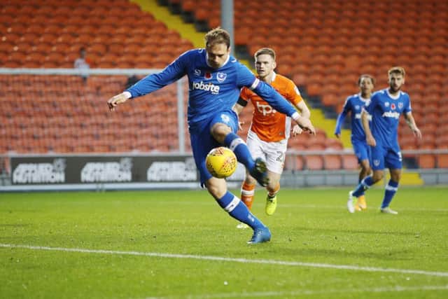 Brett Pitman scored twice to give Pompey a win in their League One game against Blackpool. Picture: Joe Pepler/Digital South