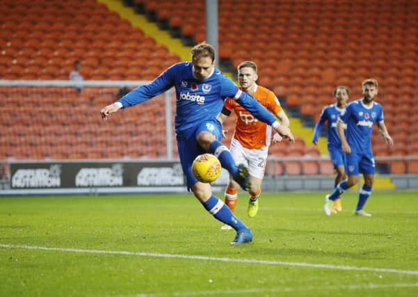 Brett Pitman scored twice to give Pompey a win in their League One game against Blackpool. Picture: Joe Pepler/Digital South