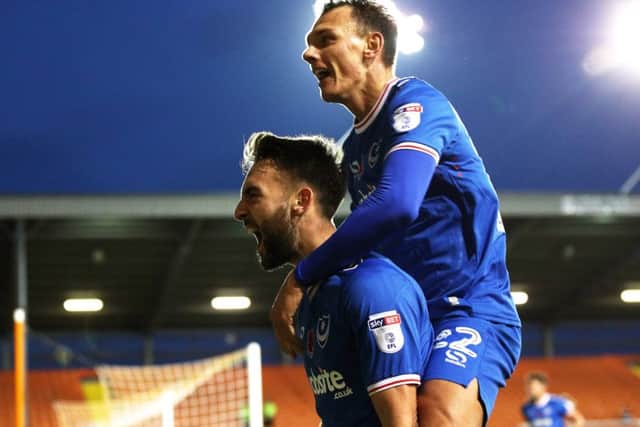Kal Naismith congratulates Ben Close for his goal Picture: Joe Pepler
