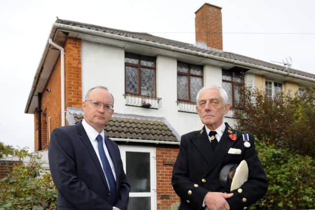 Christopher Payne, right, at his home in Tukes Avenue, Bridgemary,  with Stephen Philpott, county councillor for Bridgemary     Picture: Malcolm Wells