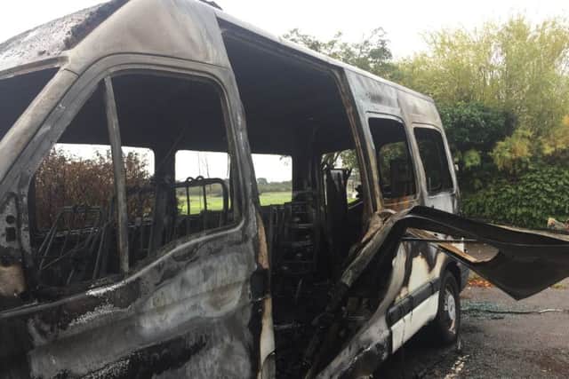 Marvels and Meltdowns minibus after it got destroyed by a fire. Picture: Tricia Lyons. PPP-170925-123725001