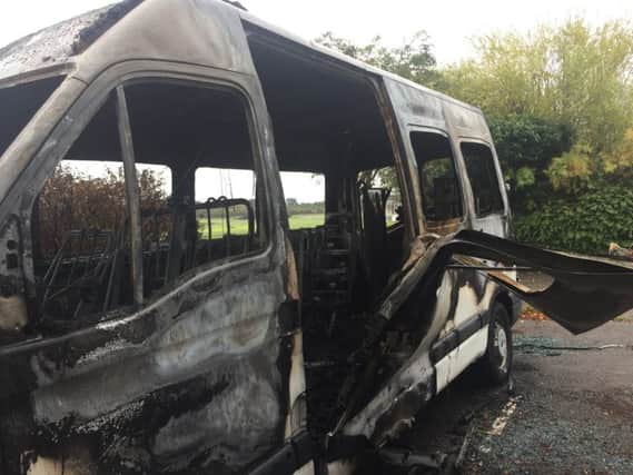 Marvels and Meltdowns minibus after it got destroyed by a fire. Picture: Tricia Lyons. PPP-170925-123725001