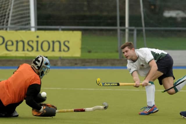 Mike Deller-Merricks fires a shot across the goal. Picture: Mick Young