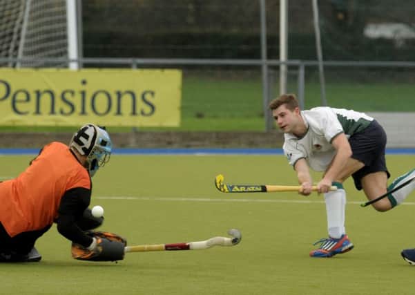 Mike Deller-Merricks fires a shot across the goal. Picture: Mick Young