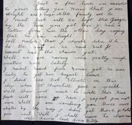Williams last letter home to his mother.