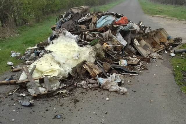 Fly-tipping is nationwide. Here's Penn Lane, Wibtoft, which was closed for five hours after a fly-tipping incident. Photo by Rugby Borough Council