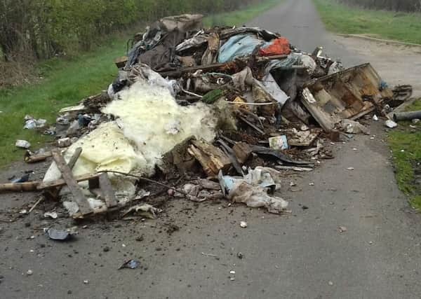 Fly-tipping is nationwide. Here's Penn Lane, Wibtoft, which was closed for five hours after a fly-tipping incident. Photo by Rugby Borough Council