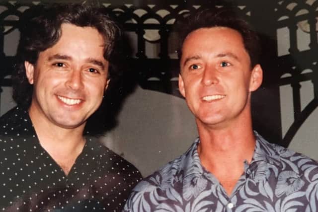 Gordon Powell with his brother Jeff Powell at The Paradise Club in the 1990s.