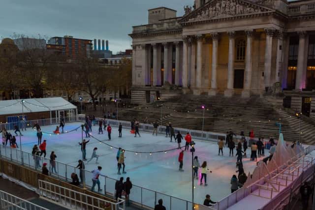 People enjoying the ice under the coloured lights Pictures: Vernon Nash