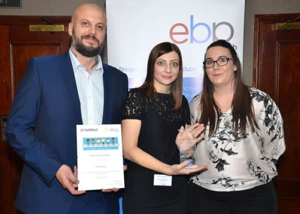 biz ebp awards 2017

20 Years of Amazing People
caption: Mountjoy winners of outstanding contribution to education business partnerships award collected by (from the left) John Williams, Melissa Kamenica and Sophie Brunt.

Mountjoy won amazing large business - outstanding contribution to education business partnerships - Sponsored by Natwest