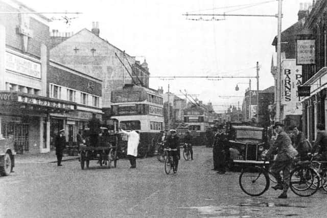 It would take someone of the age of 55-plus to remember this scene along Commercial Road at the junction of Church Street.