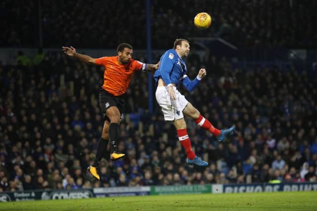 Brett Pitman scores for Pompey in their match against and Southend at Fratton Park. Picture: Joe Pepler/Digital South.