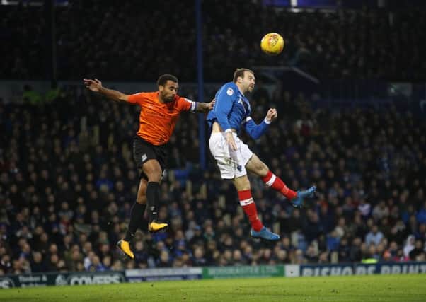 Brett Pitman scores for Pompey in their match against and Southend at Fratton Park. Picture: Joe Pepler/Digital South.