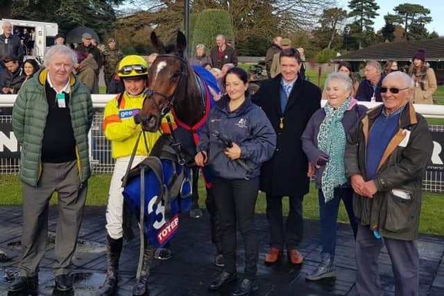 Cresswell Breeze and her connections after Southern National victory at Fontwell Park