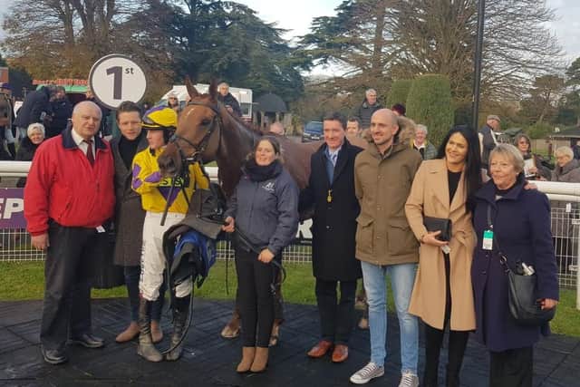 Anthony Honeyball celebrates a Fontwell Park hat-trick with Soulsaver