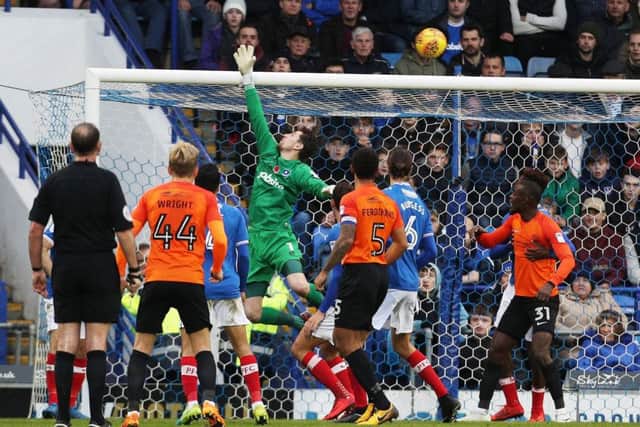 Luke McGee in action against Southend. Picture: Joe Pepler