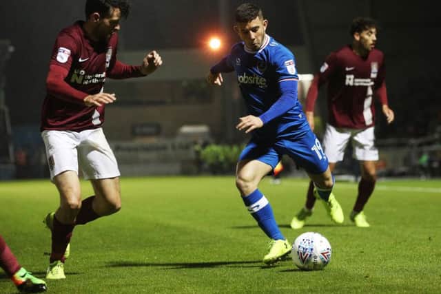 Conor Chaplin in action against Northampton. Picture: Joe Pepler
