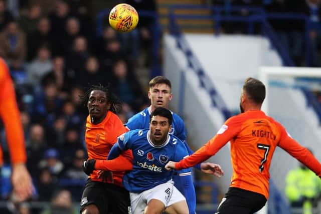Danny Rose and Oli Hawkins in action against Southend. Picture: Joe Pepler