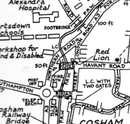 The route of the tramway across  what is now Waite Street, Cosham.
