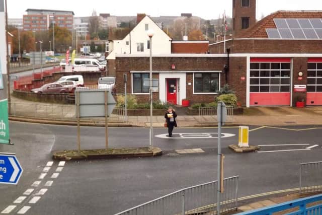 WAITE STREET CROSSING TODAYI stood on the footbridge to get a better perspective of the view today. The lady crossing the road is where is where the  young couple stood in the earlier photograph.