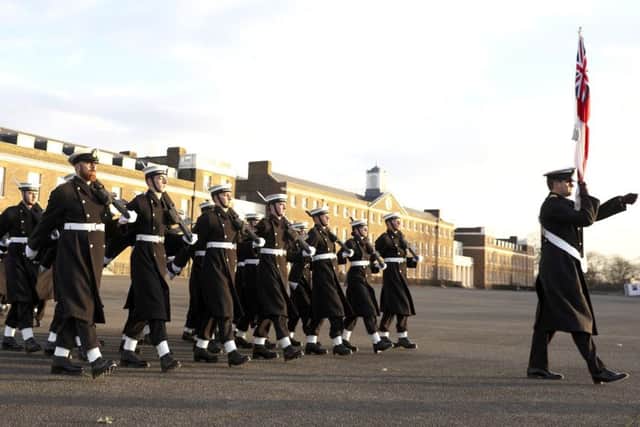 Sailors honing their skills at Wellington Barracks in preparation for their Royal guard duties