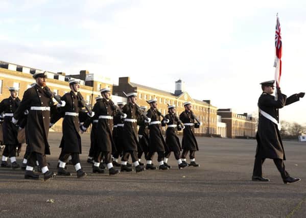 Sailors honing their skills at Wellington Barracks in preparation for their Royal guard duties