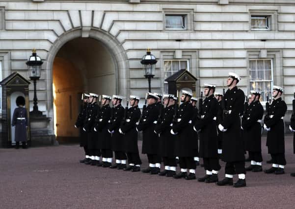 Sailors took part in the Changing of the Guard at Buckingham Palace for the first time in the Royal Navy's history