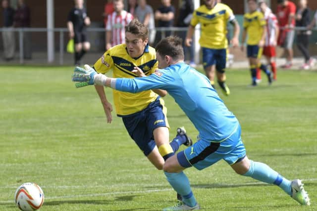 Ryan Pennery netted for Moneyfields. Picture: Neil Marshall (171026-11)